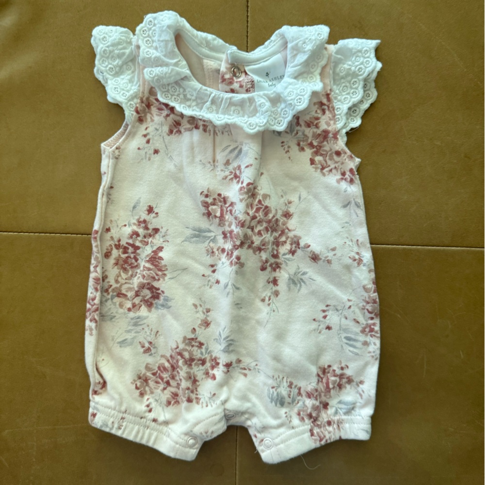 Laura Ashley White Floral Eyelet Romper
